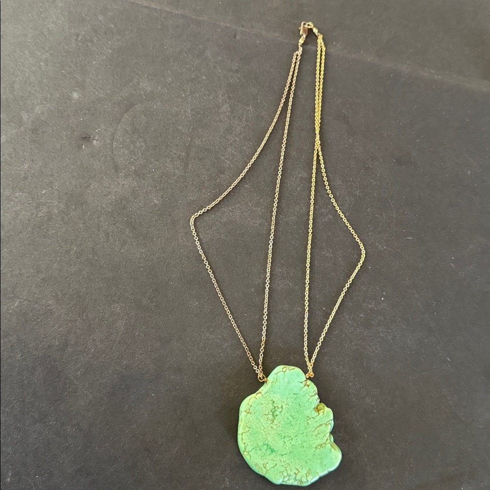 Vintage Turquoise Slab Pendant Necklace - Picture 9 of 15